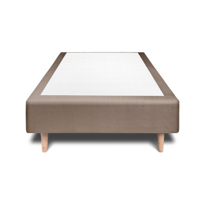 Sommier Tapissier 90x190 cm - H35 cm - Velours - Taupe