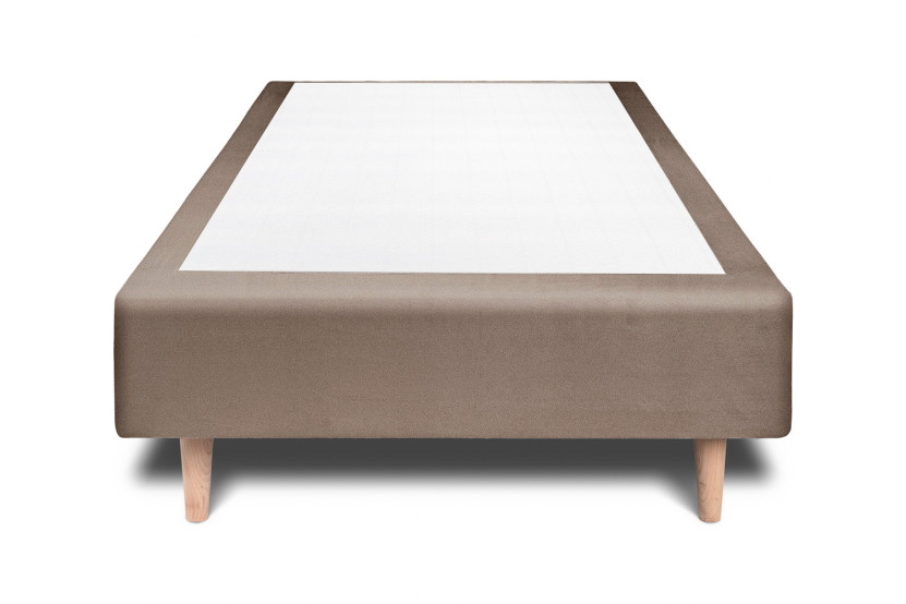 Sommier Tapissier 90x190 cm - H35 cm - Velours - Taupe