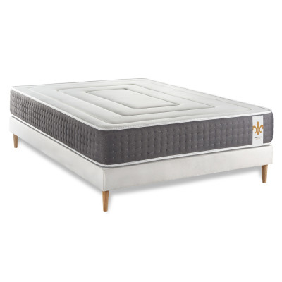 Ensemble Matelas Sommier 200x200 cm - Sommier Blanc (en kit) - Vingt-Six