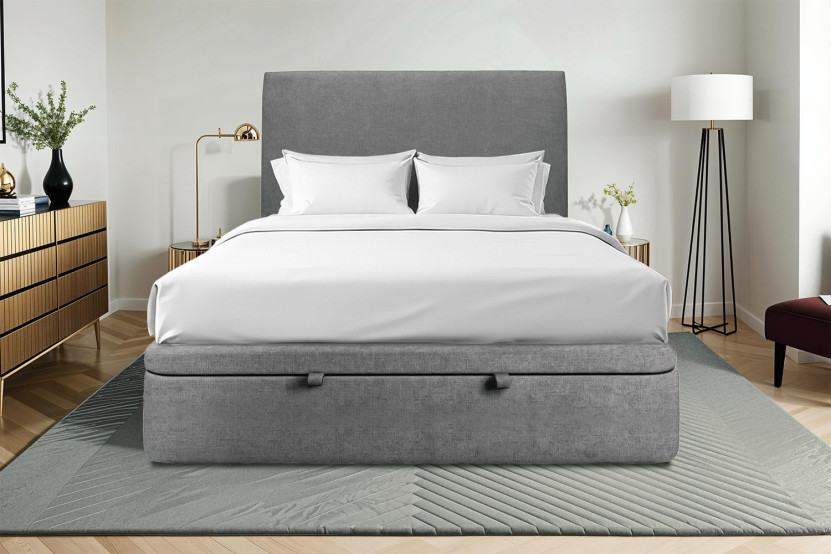 Sommier Coffre 160x200 cm - Toile nattée  - Gris anthracite