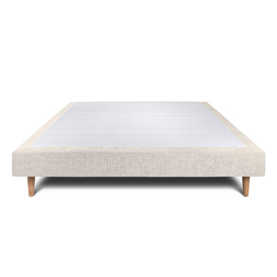 Sommier Tapissier 135x190 cm - H29 cm - Toile nattée - Beige clair