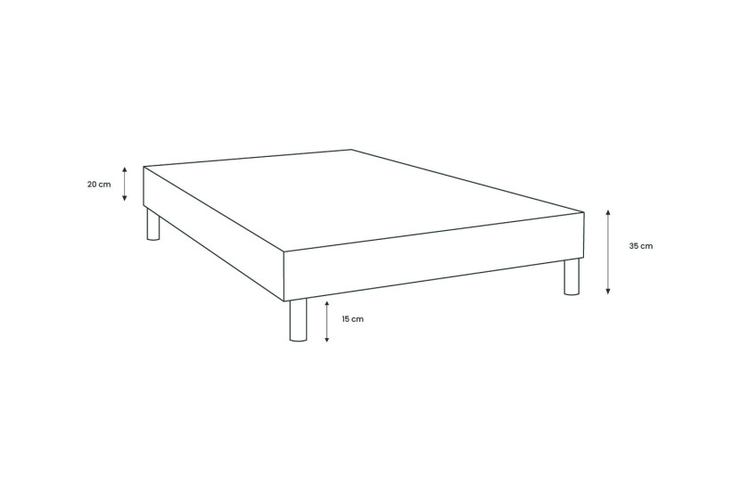 Sommier Tapissier 90x200 cm - H35 cm - Toile nattée - Gris anthracite