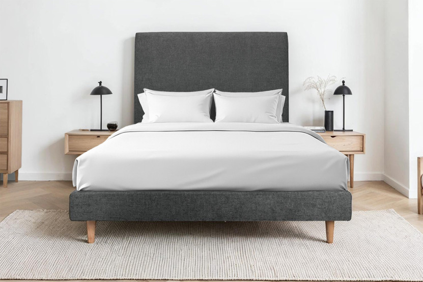 Sommier Tapissier 160x200 cm - H29 cm - Velours - Gris anthracite