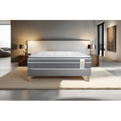 Ensemble Matelas Sommier 140x190 cm - Sommier Gris (en kit) - Trente PLUS