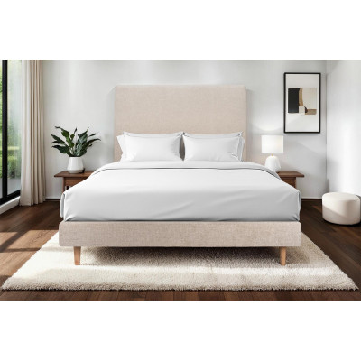 Sommier Tapissier 140x200 cm - H29 cm - Toile nattée - Beige brun