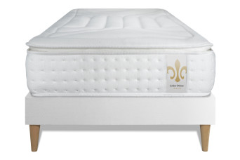 Ensemble Matelas Sommier 90x200 cm - Sommier Blanc (en kit) - Vingt-Quatre PLUS