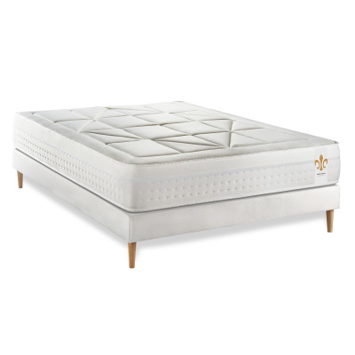 Ensemble Matelas Sommier 200x200 cm - Sommier Blanc (en kit) - Vingt-Huit