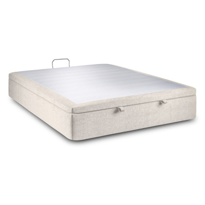 Sommier Coffre 160x200 cm - Toile nattée  - Beige clair