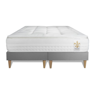 Ensemble Matelas Sommier 160x200 cm - 2 Sommiers Gris - Vingt-Huit PLUS