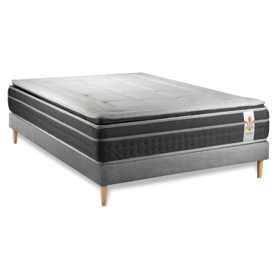 Ensemble Matelas Sommier 160x200 cm - Sommier Gris (déjà monté) - Trente PLUS