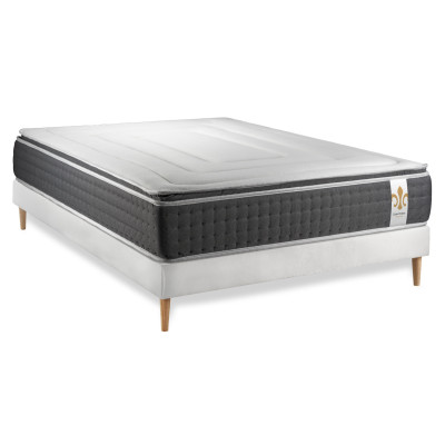 Ensemble Matelas Sommier 140x200 cm - Sommier Blanc (déjà monté) - Vingt-Six PLUS