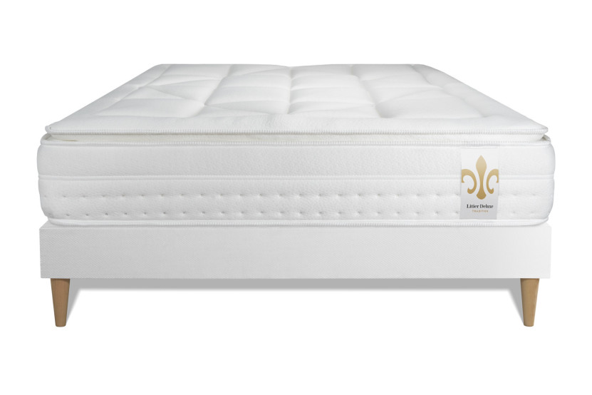 Ensemble Matelas Sommier 140x190 cm - Sommier Blanc (en kit) - Vingt-Huit PLUS