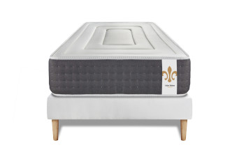Ensemble Matelas Sommier 90x190 cm - Sommier Blanc (déjà monté) - Vingt-Six