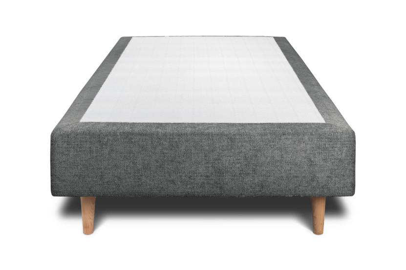Sommier Tapissier 90x200 cm - H35 cm - Toile nattée - Gris anthracite