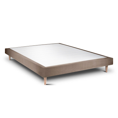Sommier Tapissier 140x200 cm - H29 cm - Velours - Taupe