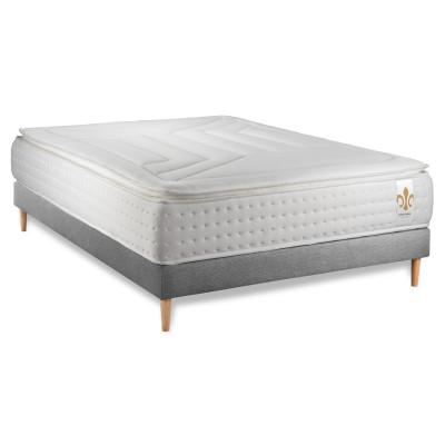 Ensemble Matelas Sommier 140x190 cm - Sommier Gris (en kit) - Vingt-Quatre PLUS