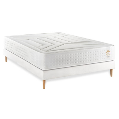 Ensemble Matelas Sommier 140x190 cm - Sommier Blanc (en kit) - Vingt-Quatre