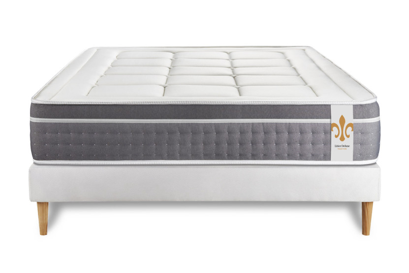 Ensemble Matelas Sommier 160x200 cm - Sommier Blanc (déjà monté) - Trente