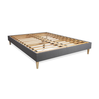 Ensemble Matelas Sommier 140x190 cm - Sommier Gris (en kit) - Vingt-Six