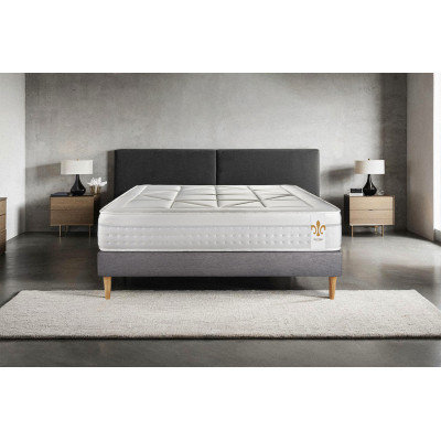 Ensemble Matelas Sommier 200x200 cm - Sommier Gris (en kit) - Vingt-Huit