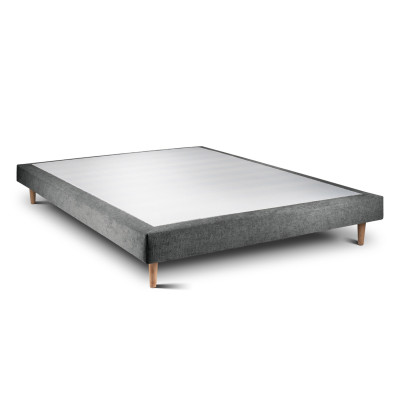 Sommier Tapissier 135x190 cm - H29 cm - Toile nattée - Gris anthracite