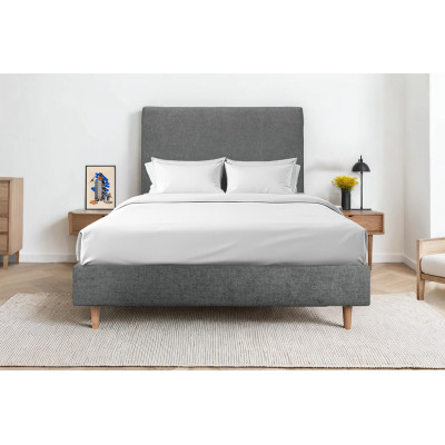 Tête de lit 140 cm Tapissée - Tissu Toile Natté Gris Anthracite