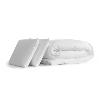 Pack lit complet 200x200 cm - Matelas + 2 Sommiers Blancs + 2 oreillers + Couette - Vingt-Huit