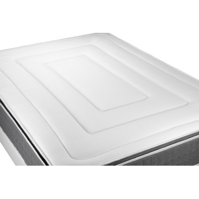Ensemble Matelas Sommier 90x200 cm - Sommier Blanc (déjà monté) - Vingt-Six PLUS