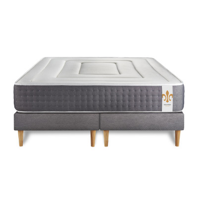 Ensemble Matelas Sommier 160x200 cm - 2 Sommiers Gris - Vingt-Six