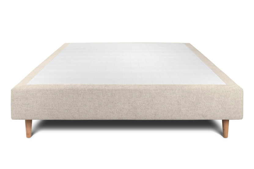 Sommier Tapissier 150x190 cm - H35 cm - Toile nattée - Beige clair