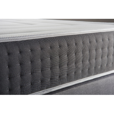 Pack lit complet 160x200 cm - Matelas + Sommier Blanc (en kit) + 2 oreillers + Couette - Vingt-Six