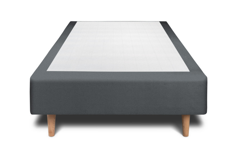 Sommier Tapissier 80x200 cm - H35 cm - Velours - Gris anthracite