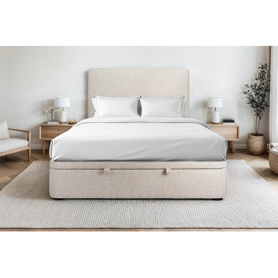 Sommier Coffre 160x200 cm - Bouclette - Beige clair