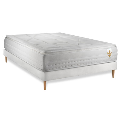 Ensemble Matelas Sommier 160x200 cm - Sommier Blanc (en kit) - Vingt-Huit PLUS