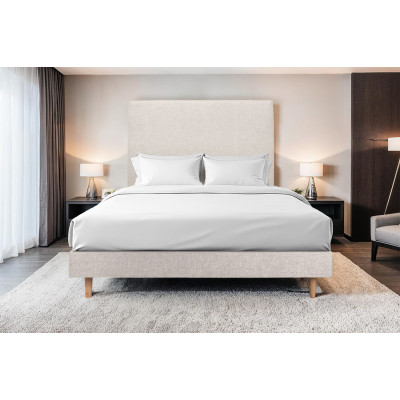 Sommier Tapissier 135x190 cm - H29 cm - Toile nattée - Beige clair