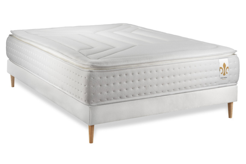 Ensemble Matelas Sommier 160x200 cm - Sommier Blanc (déjà monté) - Vingt-Quatre PLUS