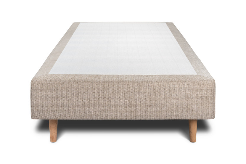 Sommier Tapissier 90x190 cm - H35 cm - Toile nattée - Beige brun