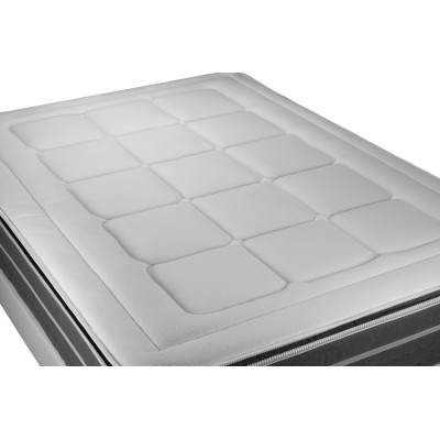 Ensemble Matelas Sommier 200x200 cm - 2 Sommiers Gris - Trente PLUS