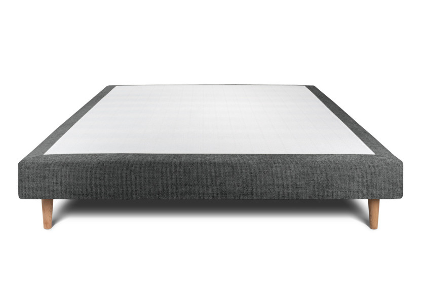 Sommier Tapissier 160x200 cm - H29 cm - Toile nattée - Gris anthracite