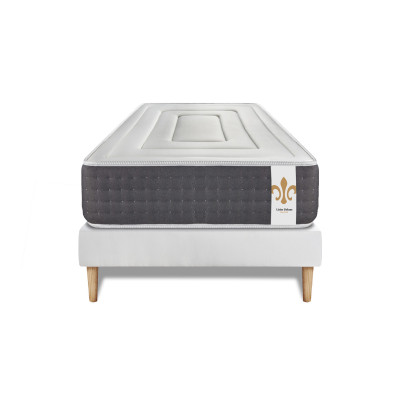 Ensemble Matelas Sommier 90x200 cm - Sommier Blanc (en kit) - Vingt-Six