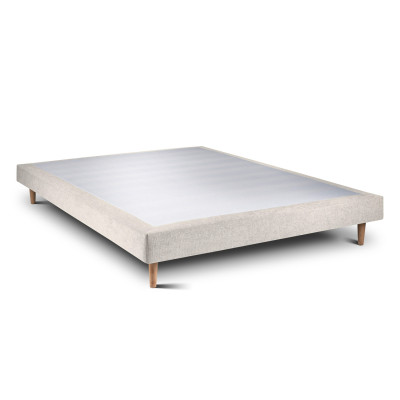 Sommier Tapissier 135x190 cm - H29 cm - Toile nattée - Beige clair