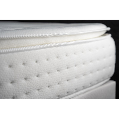 Pack lit complet 160x200 cm - Matelas + Sommier Gris (en kit) + 2 oreillers + Couette - Vingt-Quatre PLUS