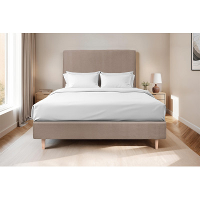 Sommier Tapissier 135x190 cm - H35 cm - Velours - Taupe