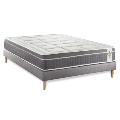 Ensemble Matelas Sommier 140x200 cm - Sommier Gris (déjà monté) - Trente