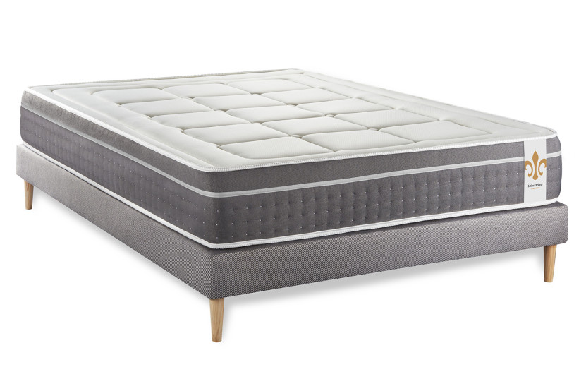Ensemble Matelas Sommier 140x200 cm - Sommier Gris (déjà monté) - Trente