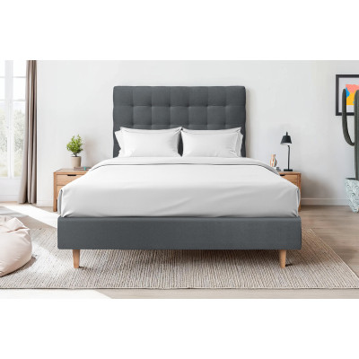 Tête de lit 200 cm Capitonnée - Tissu Velours Gris Anthracite