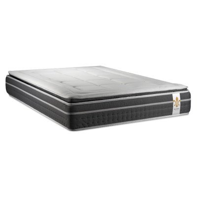 Pack lit complet 140x190 cm - Matelas + Sommier Gris + 2 oreillers + Couette - Trente PLUS