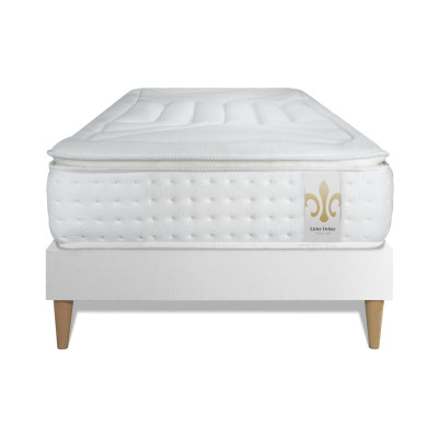 Ensemble Matelas Sommier 90x200 cm - Sommier Blanc (déjà monté) - Vingt-Quatre PLUS