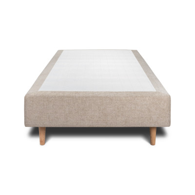 Sommier Tapissier 90x200 cm - H35 cm - Toile nattée - Beige brun
