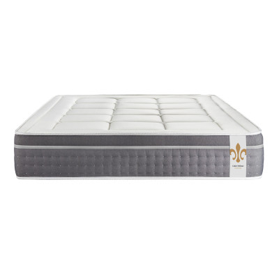 Pack lit complet 200x200 cm - Matelas + Sommier Gris (en kit) + 2 oreillers + Couette - Trente